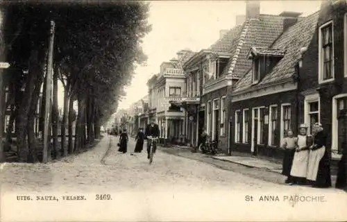 Ak St Anna Parochie Friesland Niederlande, Straßenpartie, Anwohner