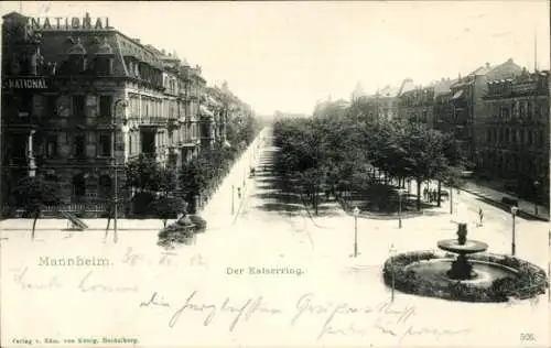 Ak Mannheim in Baden, Kaiserring, Brunnen