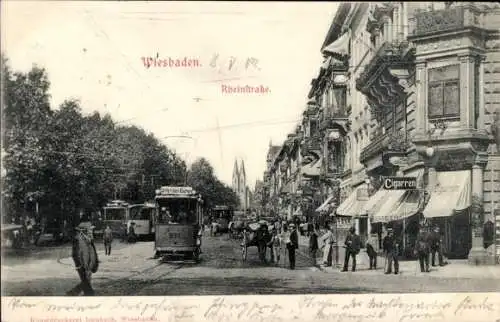 Ak Wiesbaden in Hessen, Rheinstraße, Straßenbahn 236