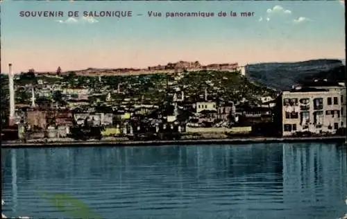 Ak Thessaloniki Griechenland, Panoramablick vom Meer