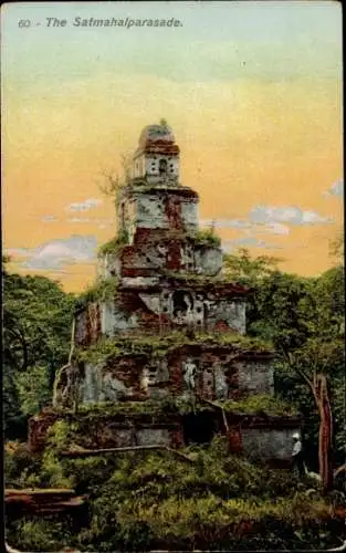 Ak Sri Lanka Ceylon, Die Satmahalparasade, Tempel