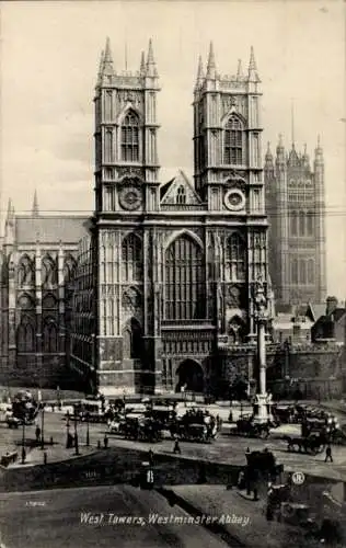 Ak City of Westminster London England, Westminster Abbey, West Towers