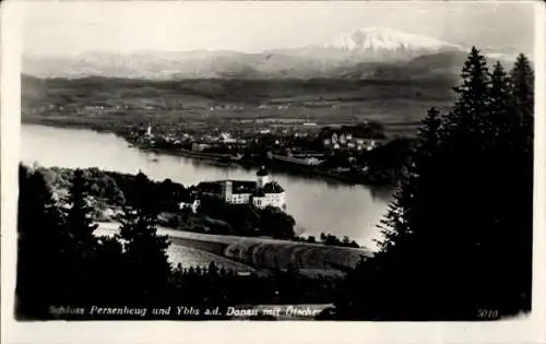 Ak Ybbs an der Donau in Niederösterreich, Panorama, Schloss Persenbeug, Donau