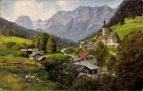 Künstler Ak Hoffmann, H., Ramsau, Motiv mit dem Reiteralpgebirge
