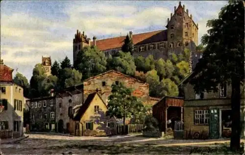 Künstler Ak Marschall, V., Füssen im schwäbischen Kreis Ostallgäu, An der Stadtmauer