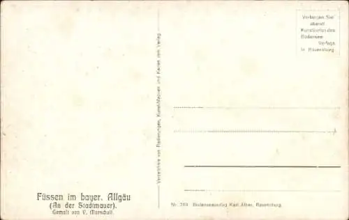 Künstler Ak Marschall, V., Füssen im schwäbischen Kreis Ostallgäu, An der Stadtmauer
