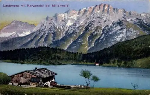Ak Mittenwald in Oberbayern, Lautersee, Karwendel, Mittenwald