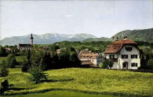 Ak Bad Tölz in Oberbayern, Teilansicht, Benediktenwand