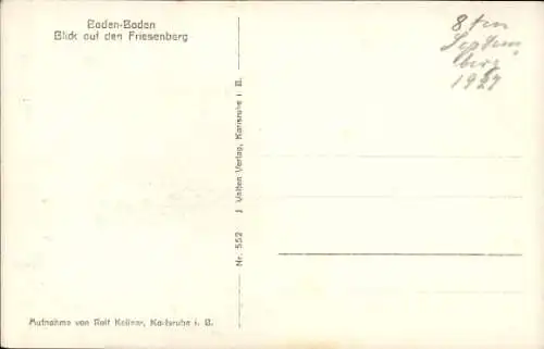 Ak Baden Baden am Schwarzwald, Friesenberg, Gesamtansicht