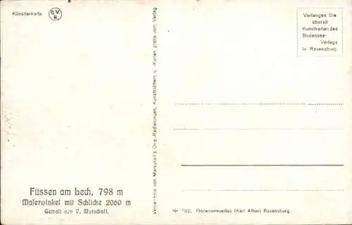 Künstler Ak Marschall, V., Füssen im schwäbischen Kreis Ostallgäu, Malerwinkel mit Schlicke