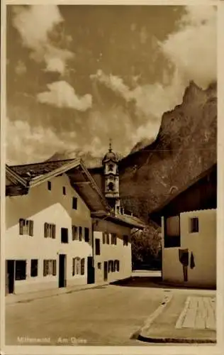 Ak Mittenwald in Oberbayern, Gries, Kirche, Teilansicht