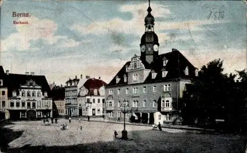 Ak Borna in Sachsen, Marktplatz mit Rathaus