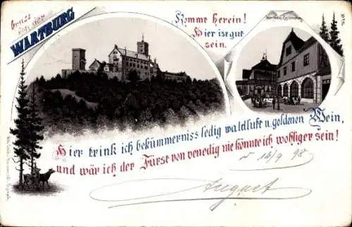 Litho Lutherstadt Eisenach in Thüringen, Wartburg, Wartburgrestauration