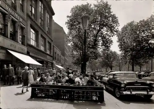 Ak Düsseldorf am Rhein, Königsallee, Terrasse, Autos, Geschäft