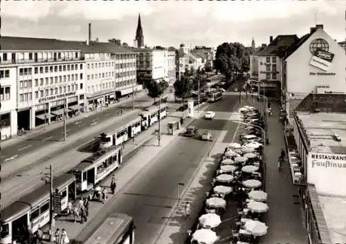 Ak Krefeld am Niederrhein, Ostwall, Straßenbahn, Fassadenreklame Tempo Taschentücher