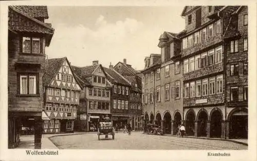Ak Wolfenbüttel in Niedersachsen, Krambuden, Kutsche