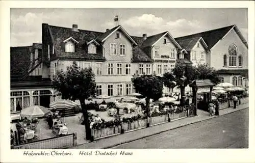 Ak Hahnenklee Bockswiese Goslar im Harz, Hotel Deutsches Haus, Terrasse
