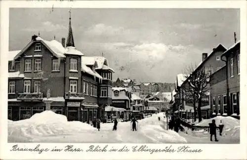 Ak Braunlage im Oberharz, Elbingeröder Straße, Winter