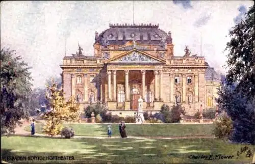 Künstler Ak Flower, Charles F., Wiesbaden in Hessen, Königliches Hoftheater
