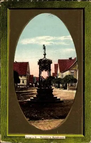 Passepartout Ak Springe am Deister, Marktplatz mit Marienbrunnen