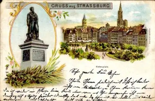 Litho Strasbourg Straßburg Elsass Bas Rhin, Kleber-Denkmal, Kleberplatz