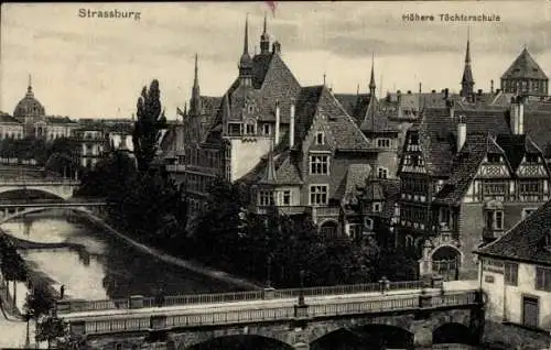 Ak Strasbourg Straßburg Elsass Bas Rhin, Höhere Töchterschule, Geschäft S. Nerson