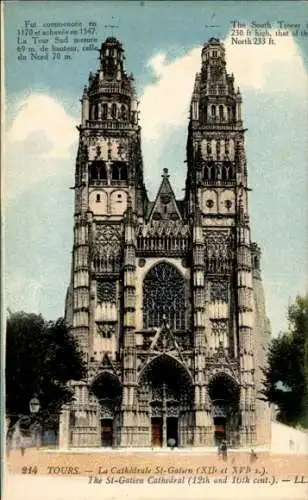 Ak Tours Indre et Loire, Cathedrale St. Gatien