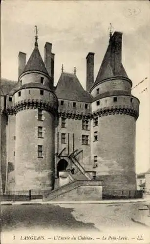 Ak Langeais Indre et Loire, Entree du Chateau, Pont Levis