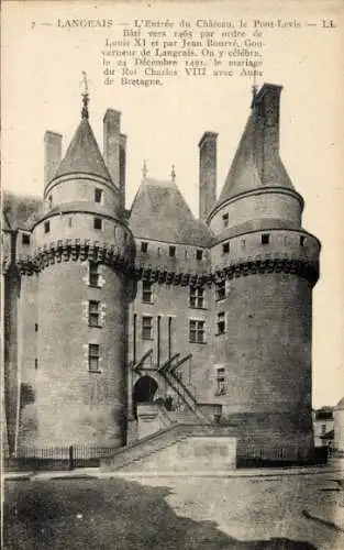 Ak Langeais Indre et Loire, Entree du Chateau, Pont Levis
