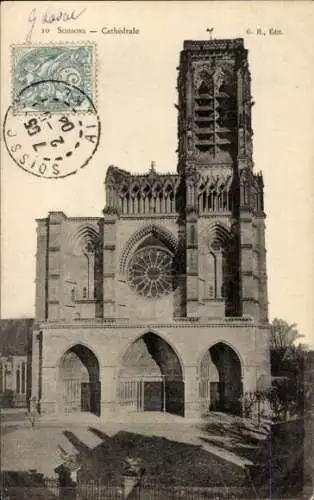 Ak Soissons Aisne, Kathedrale