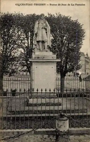 Ak Château Thierry Aisne, Statue Jean de La Fontaine