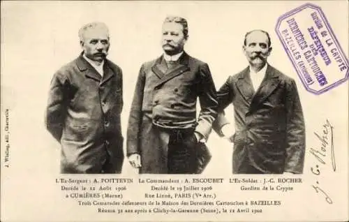 Ak Bazeilles Ardennes, A. Poittevin, A. Escoubet, J.C. Rocher, Trois Camarades