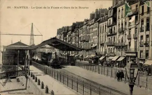 Ak Nantes Loire Atlantique, Quai de la Fosse, Gare de la Bourse