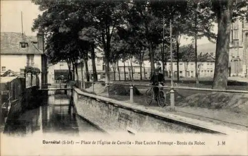 Ak Darnétal Seine-Maritime, Place de l’Eglise de Carville, Rue Lucien Fromage