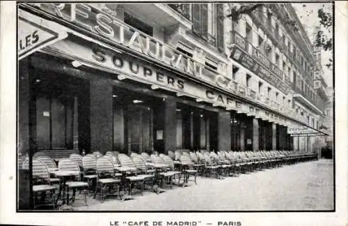 Ak Paris IX, Café de Madrid
