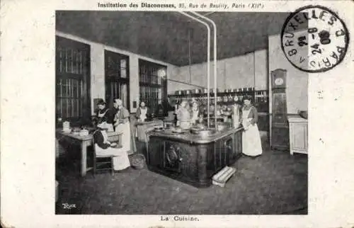 Ak Paris XII Reuilly, Rue de Reuilly, Institution der Diakonissen, Küche