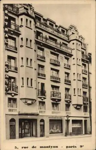 Ak Paris IX, Rue de Montyon, Hotel central Monty