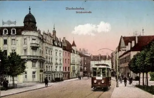 Ak Thionville Diedenhofen Lothringen Moselle, Brückenstraße, Straßenbahn