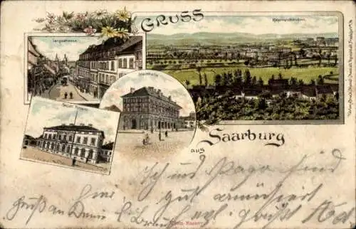 Litho Sarrebourg Saarburg Lothringen Moselle, Langestraße, Post, Stadthalle