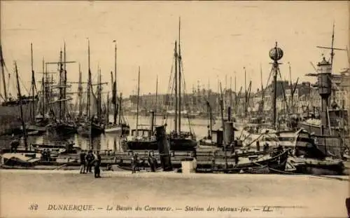 Ak Dunkerque Dünkirchen Nord, Le Bassin du Commerce, Station des bateaux-feu
