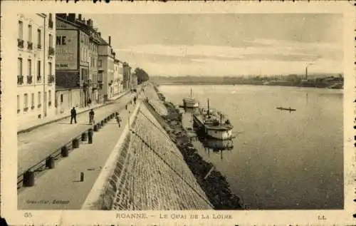 Ak Roanne Loire, Le Quai de la Loire