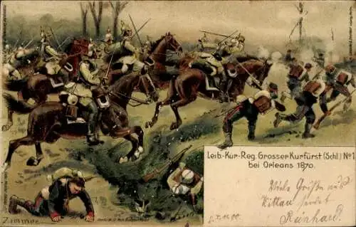 Litho Orléans Loiret, Leib-Kür.-Regiment Großer Kurfürst Nr. 1