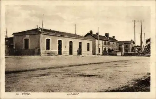 Ak Saint Erme Outre et Ramecourt Aisne, Bahnhof