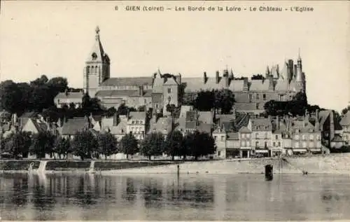 Ak Gien Loiret, Loire, Schloss, Kirche