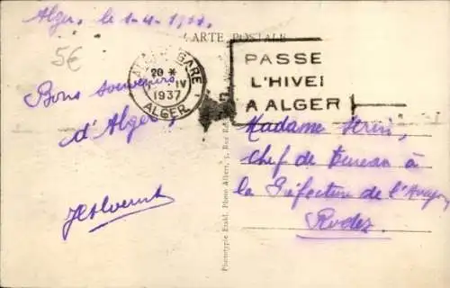 Ak Algiers Algerian, The New Prefecture, Amtsgebäude