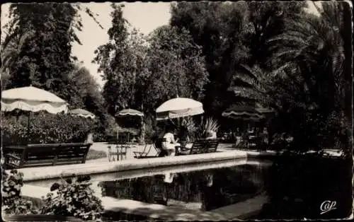 Ak Marrakesch Marokko, Eine Ecke des Gartens des Hotel de la Mamounia