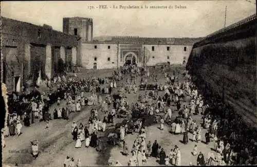Ak Fez Fez Marokko, Die Bevölkerung trifft den Sultan
