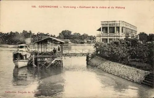 Ak Cochinchina Vietnam, Vinh-Long, Zusammenfluss von Fluss und Mekong