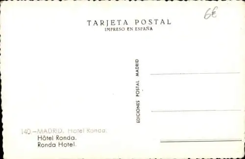 Ak Madrid, Spanien, Hotel Ronda