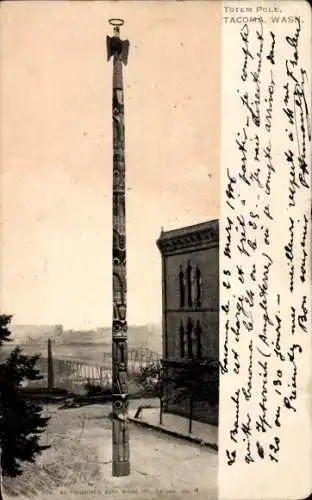 Ak Tacoma Washington USA, Totempfahl